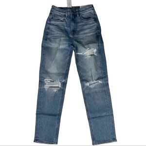 American Eagle Stretch Ripped Mom Straight Jean Size 00 NWT